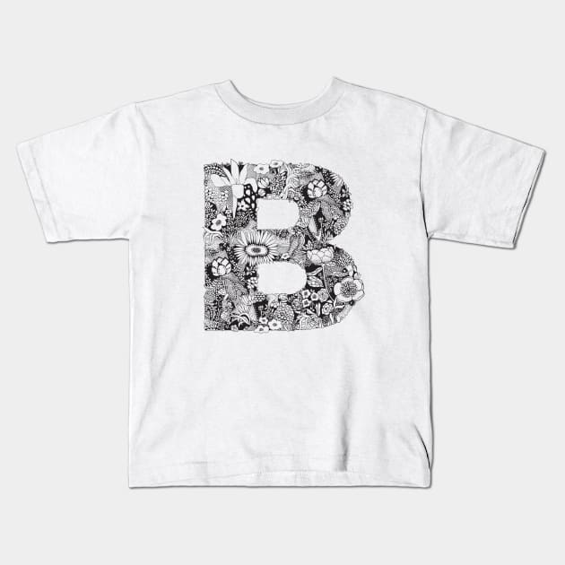 Floral Letter B Kids T-Shirt by HayleyLaurenDesign